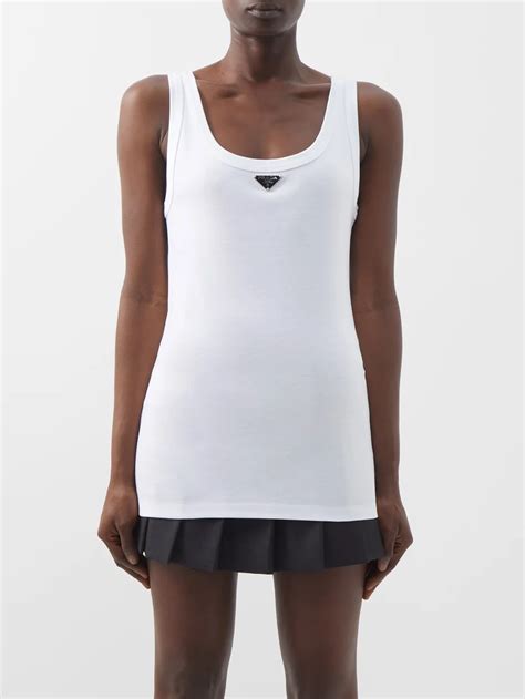 canotta prada|White Cotton Tank Top .